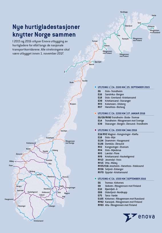 Enova kart Ladestasjoner