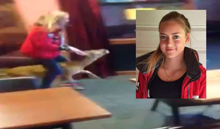 15 år gamle Alida Røysland Guddal ble dagens helt da hun tok rådyret ved horna og geleidet det ut av restauranten. FOTO: Privat