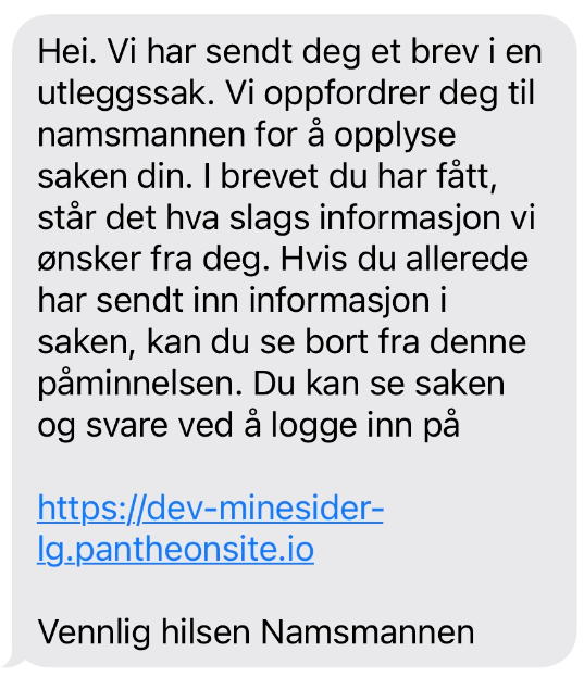 Falske SMS fra Namsmannen