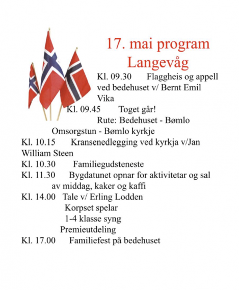 17.mai program Langevåg 2023