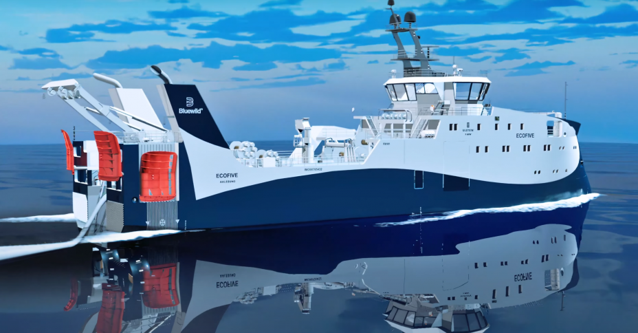Årets Skip 2023, «Ecofive» ble sjøsatt i uke 29, 2023 i Tyrkia. Animasjon: Ulstein Design & Solutions