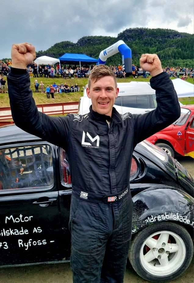 Vinner av Landsfinalen i bilcross for senior 2023, Petter Leirhol. Foto: Norges Bilsportforbund