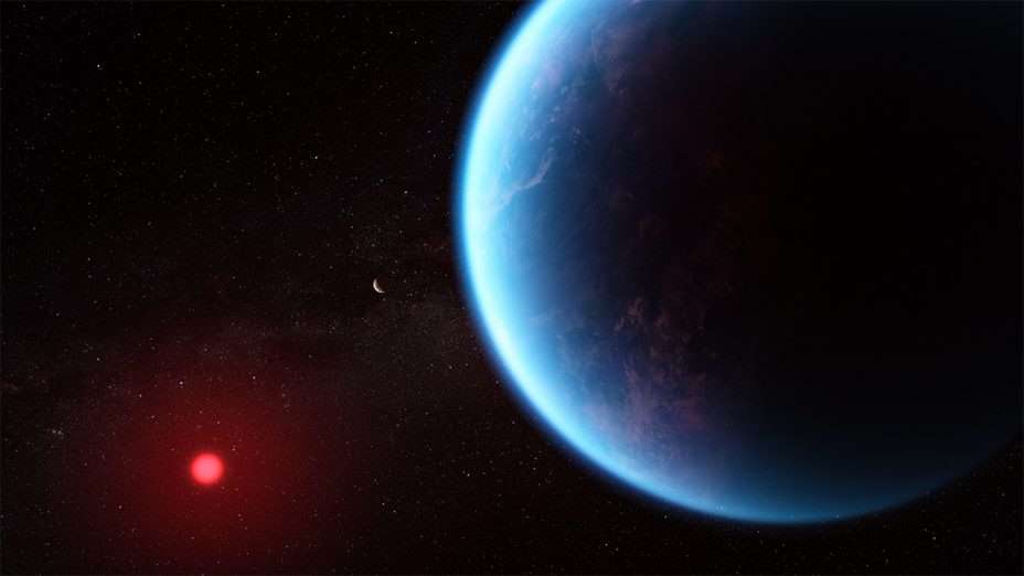 Eksoplaneten K2-18b Illustration NASA, ESA, CSA, Joseph Olmsted (STScI) Science Nikku Madhusudhan (IoA)