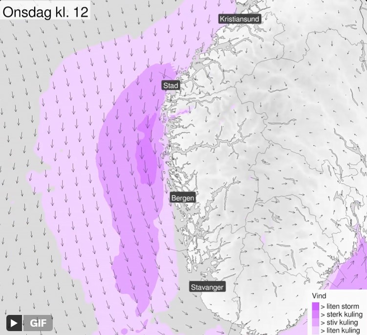 Meteorologene advarer mot å legge ut på tur i småbåt. Skjermdump: Meteorologene på X.