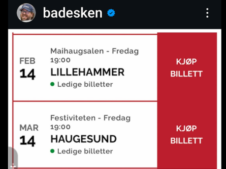 Mannen bak satirekontoen BAdesken på Instagram kommer til Festiviteten i Haugesund i 2025. Skjermdump: Instagram.Instagram.